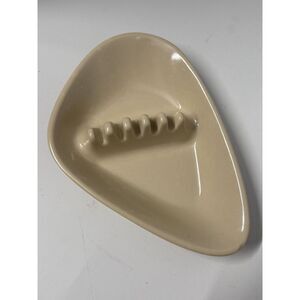 Vintage Anholt Tan Melamine Boomerang Atomic Ashtray 5 Slot MCM Mid Century